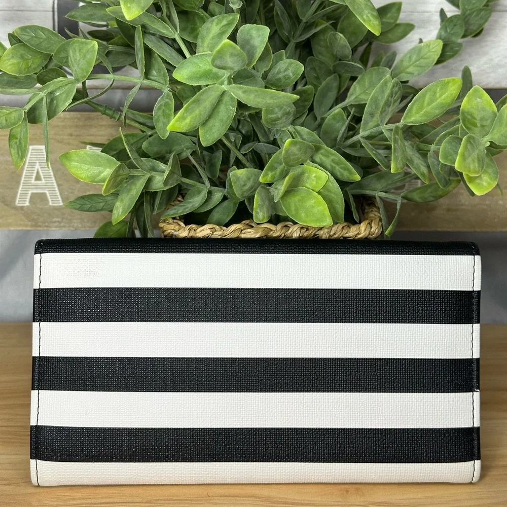 KUT from the cloth Vegan leather Wallet Black and white striped Brand New 8x4